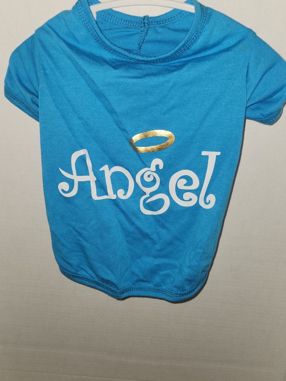 Blue "Angel" Graphic Dog Tee with Gold Halo